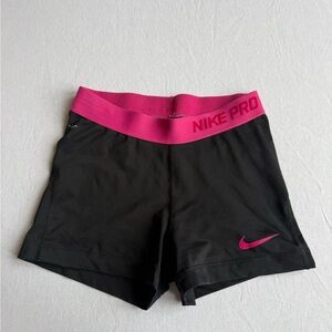 Nike Pro Dry-Fit Black and Pink Band Athletic Shorts